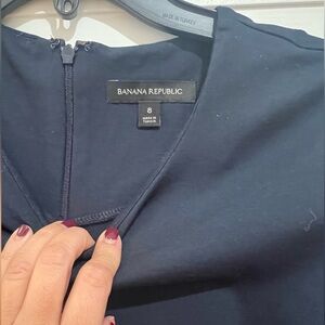 Free shipping Banana Republic Navy dress with detailed sleeves at wrist